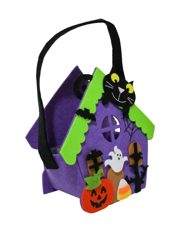 Bolsa diseño casa morada con decoraciones de hallowen de 17x8.5x18cm - Image 2