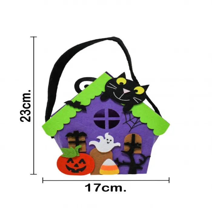 Bolsa diseño casa morada con decoraciones de hallowen de 17x8.5x18cm - Image 4