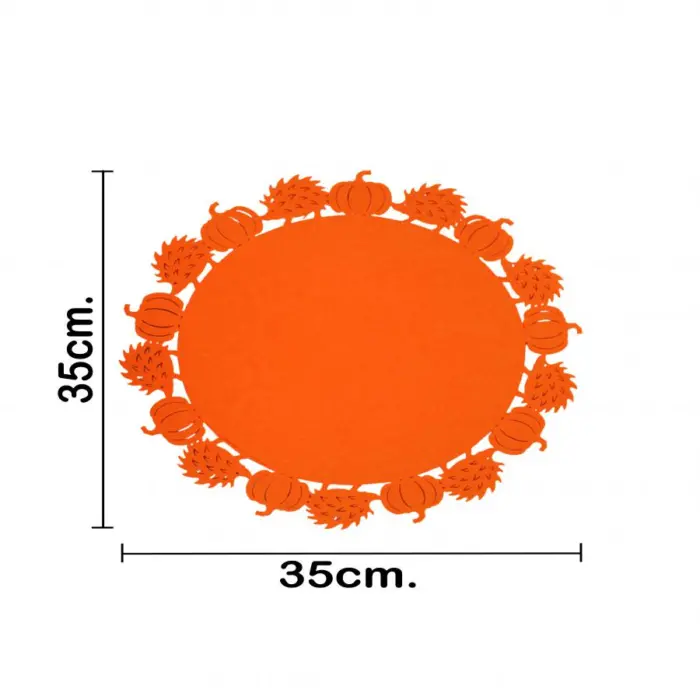 Mantel de tela naranja diseño calabaza de 35x35x0.3cm - Image 4
