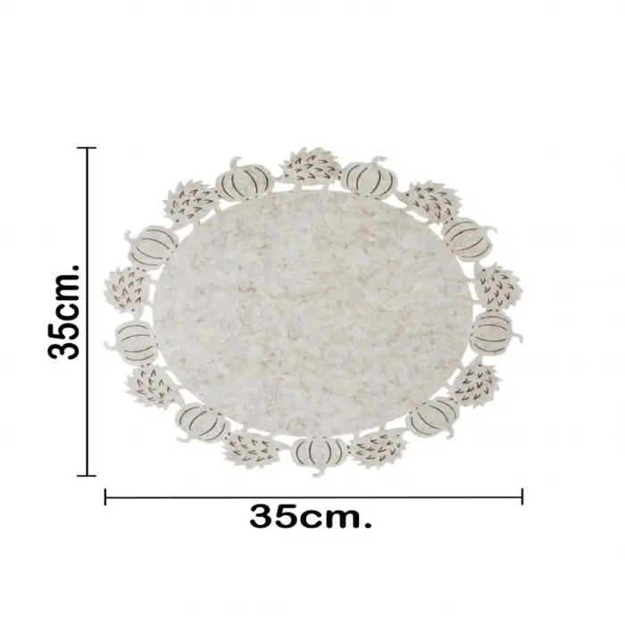 Mantel de tela beig diseño calabaza de 35x35x0.3cm - Image 4