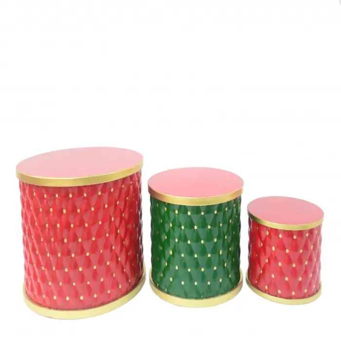 Juego de 3 Tambores Diseño Capitonado
