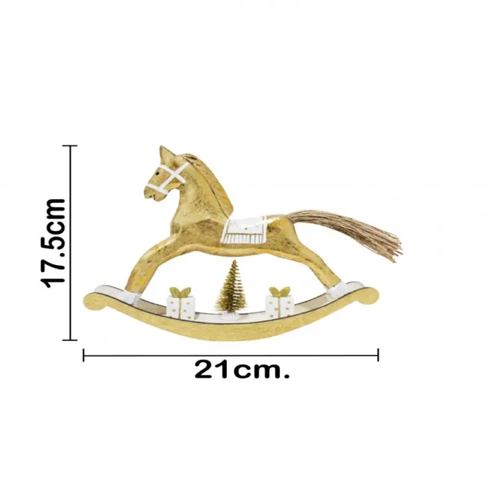 Caballito Mecedor de Madera Dorada - Image 4