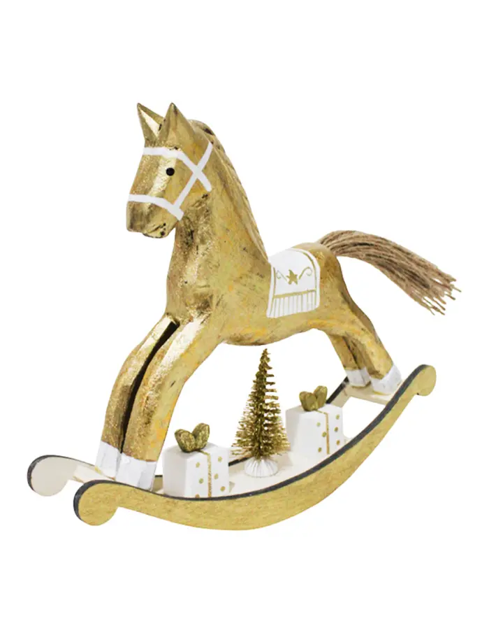 Caballito Mecedor de Madera Dorada - Image 2