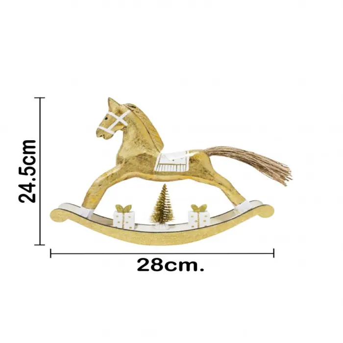 Caballito Mecedor de Madera Dorada - Image 4