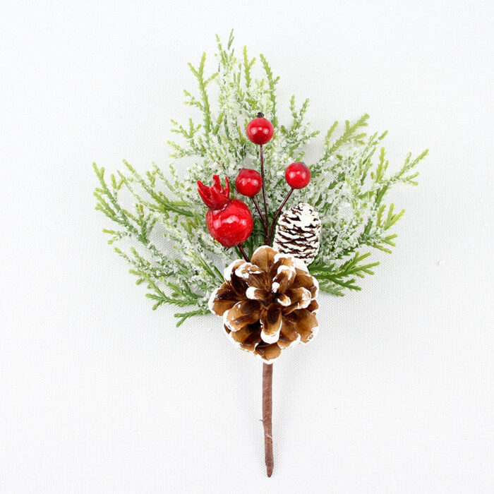 Pick Navideño con Piñas y Hojas Nevadas