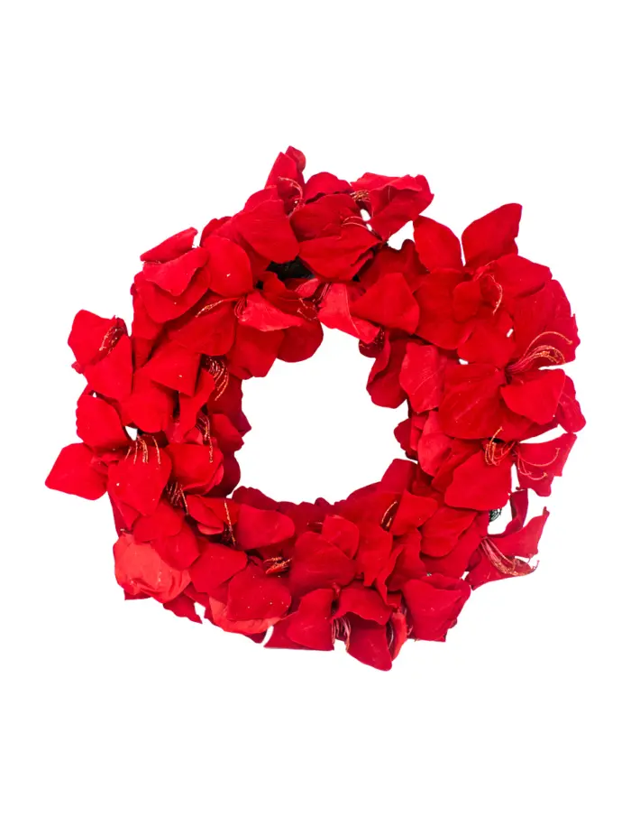 Corona con Flores de Terciopelo Rojo