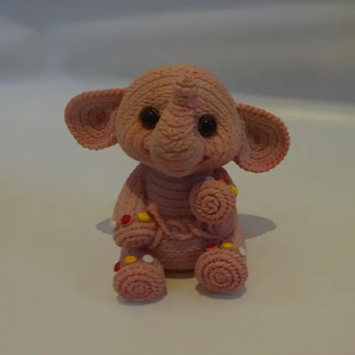 Elefante Naranja Imitación Crochet