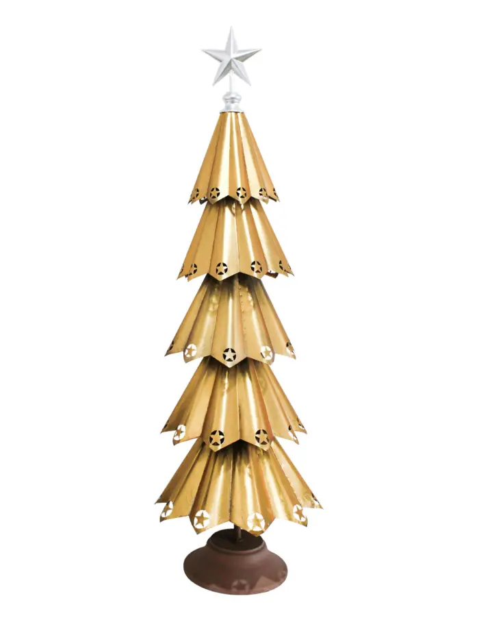 Árbol de Navidad Dorado con Estrella Plateada