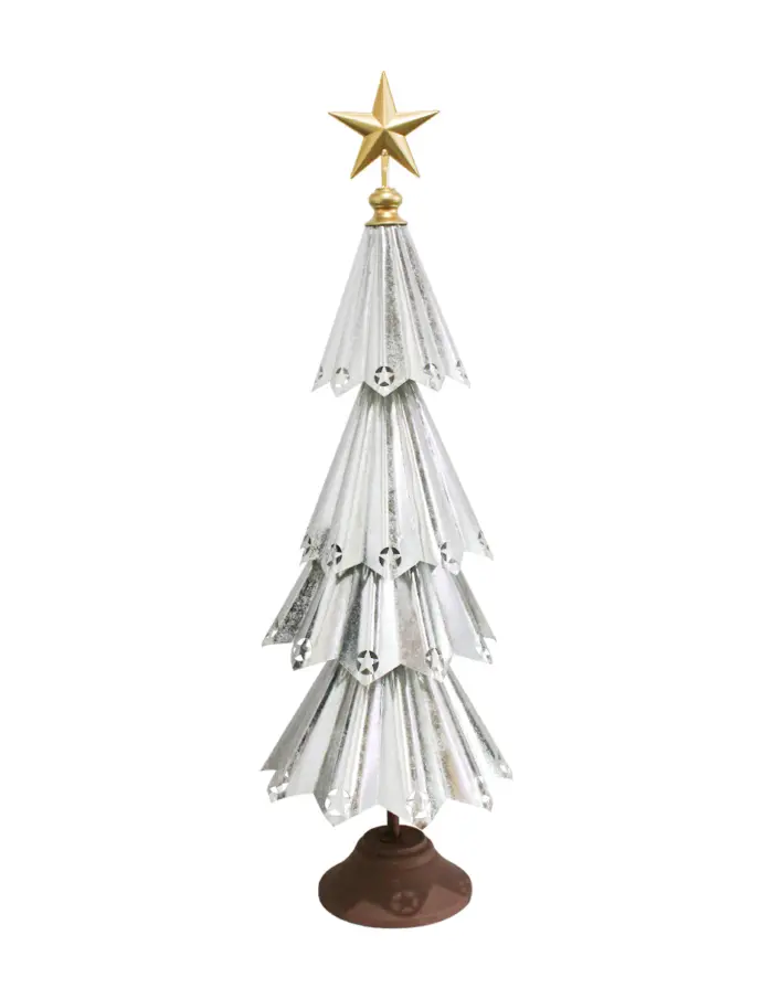 Árbol de Navidad Plateado con Estrella Dorada