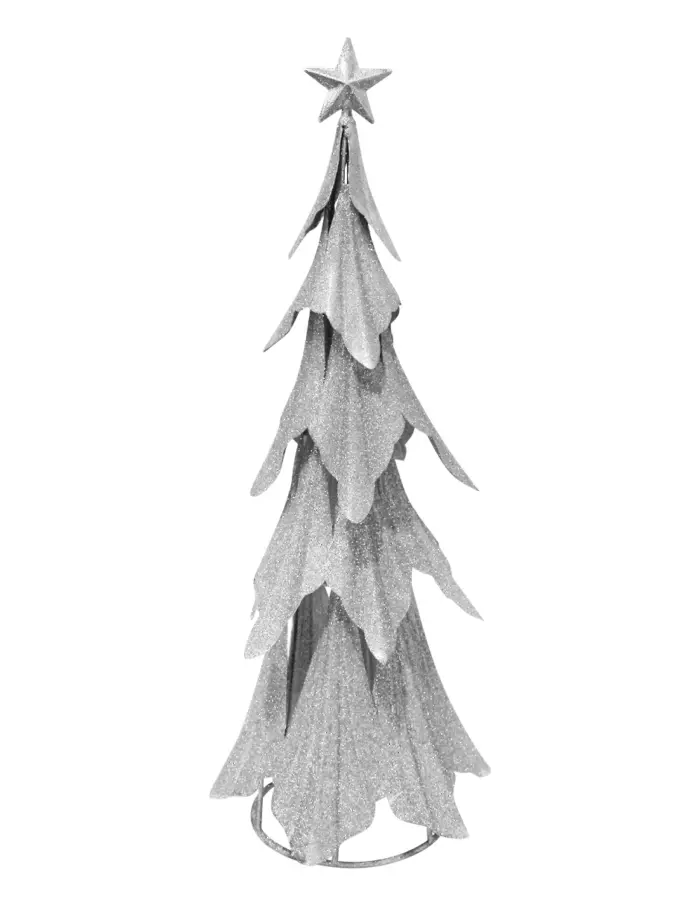 Árbol de Navidad con Hojas Plateadas Diamantadas