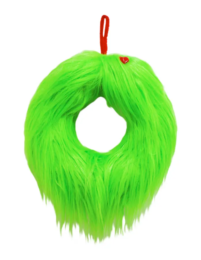 Corona de Peluche Verde con Corazón Rojo