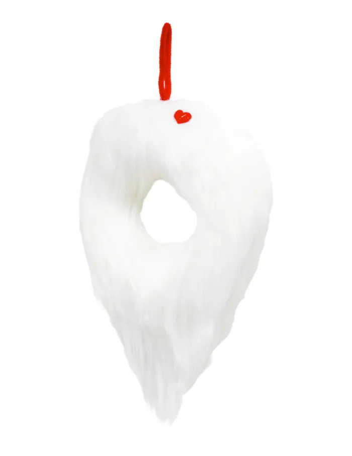 Corona de Peluche Blanca con Corazón Rojo