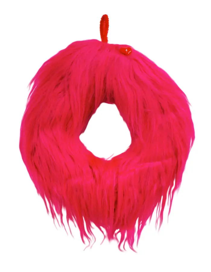 Corona de Peluche Rosa con Corazón Rojo