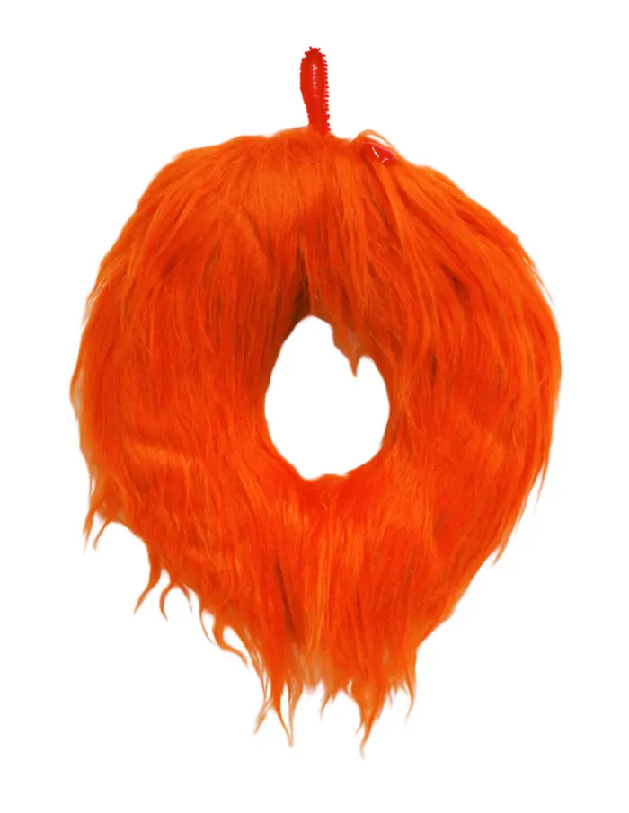 Corona de Peluche Naranja con Corazón Rojo