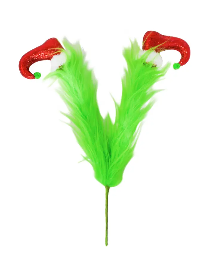 Pick de Peluche Verde con Piernas y Botines Rojos