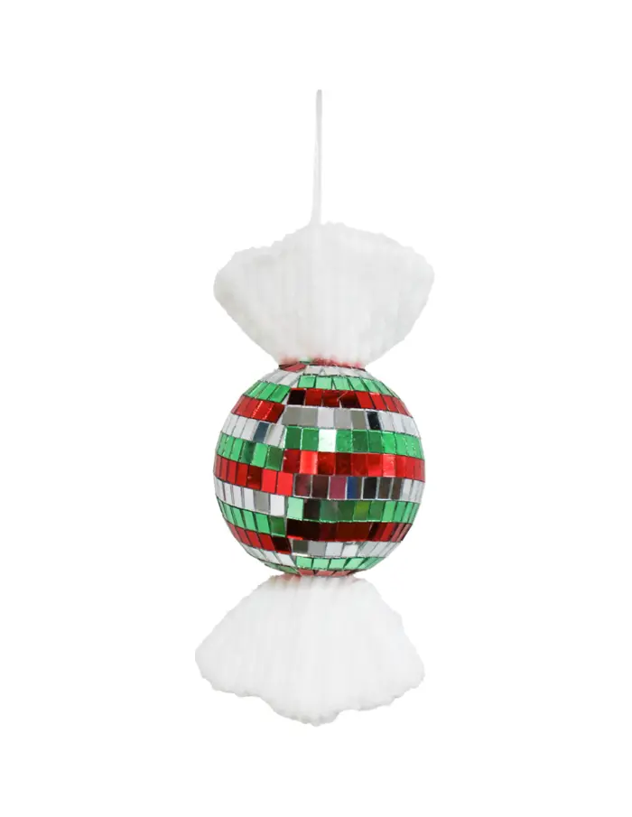 Colgante "Caramelo Disco Ball" Verde, Plata y Rojo