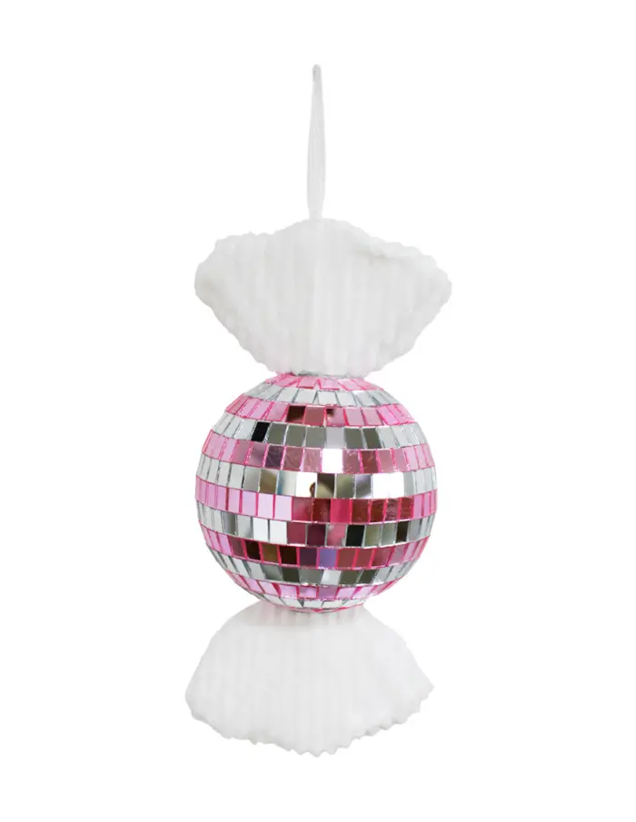 Colgante "Caramelo Disco Ball" Rosa y Plata