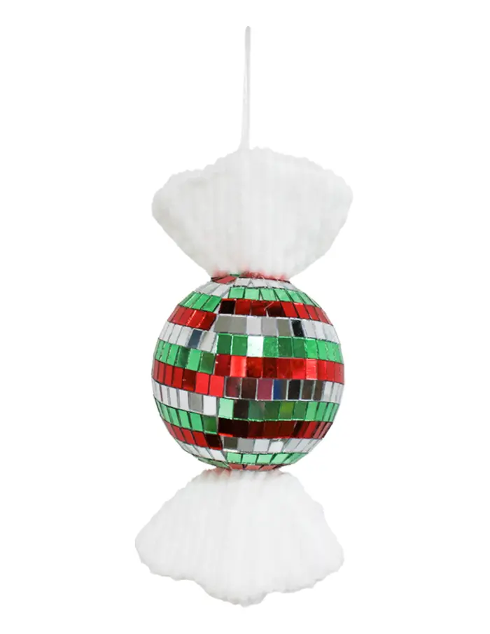Colgante "Caramelo Disco Ball" Verde, Plata y Rojo