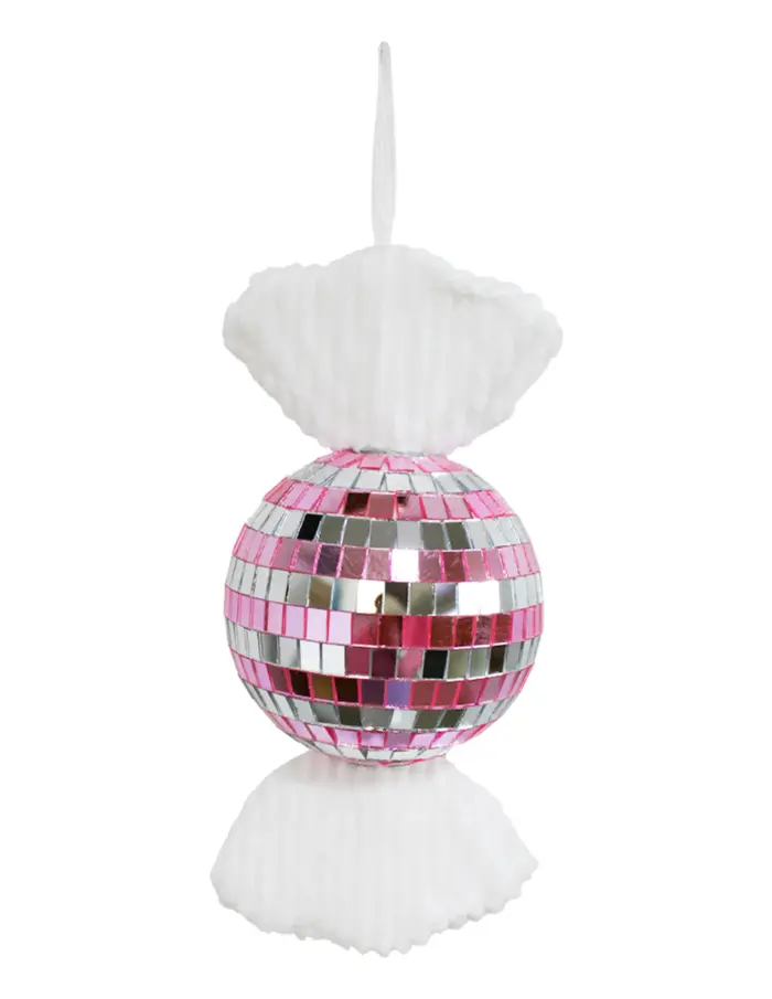 Colgante "Caramelo Disco Ball" Rosa y Plata