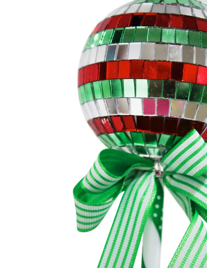 Paleta Decorativa Diseño Disco Ball Verde, Plata y Rojo - Image 2