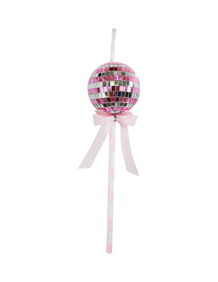 Paleta Decorativa Diseño Disco Ball Rosa y Plata