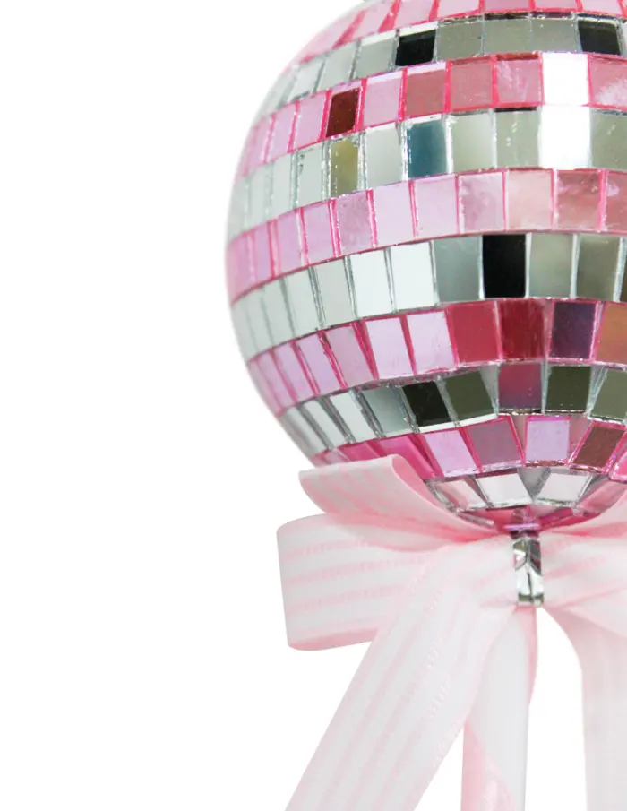 Paleta Decorativa Diseño Disco Ball Rosa y Plata - Image 2