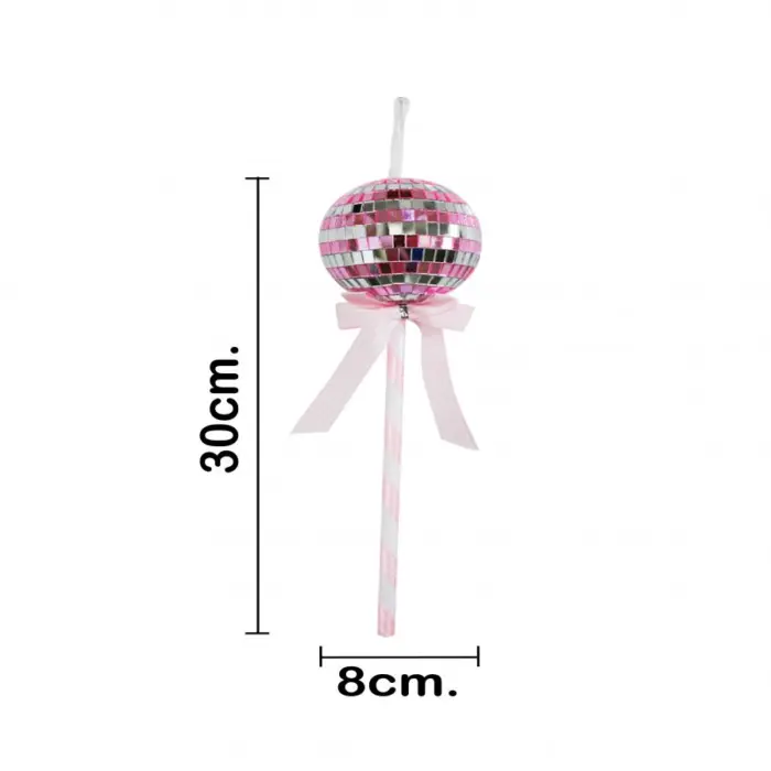 Paleta Decorativa Diseño Disco Ball Rosa y Plata - Image 3