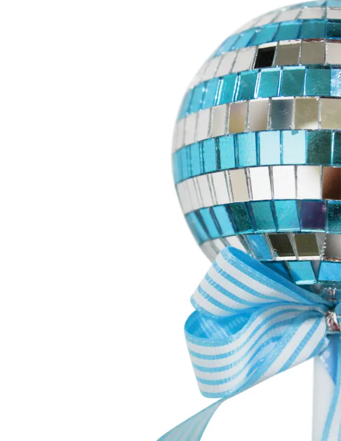 Paleta Decorativa Diseño Disco Ball Azul y Plata - Image 2