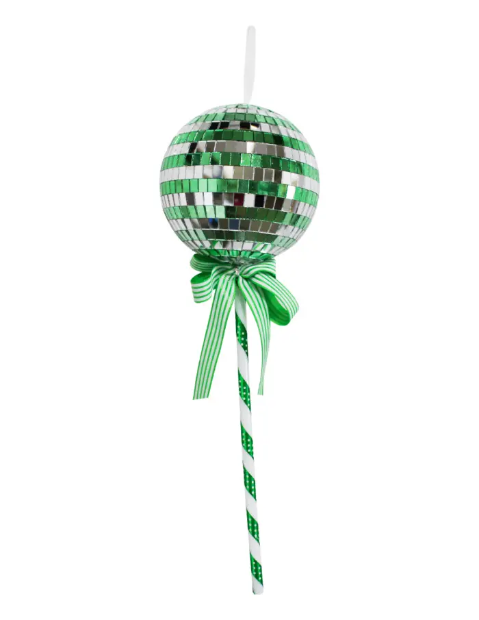 Paleta Decorativa Diseño Disco Ball Verde y Plata