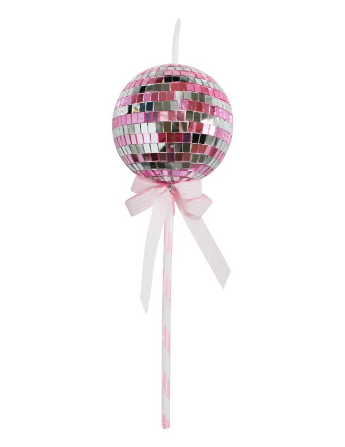 Paleta Decorativa Diseño Disco Ball Rosa y Plata