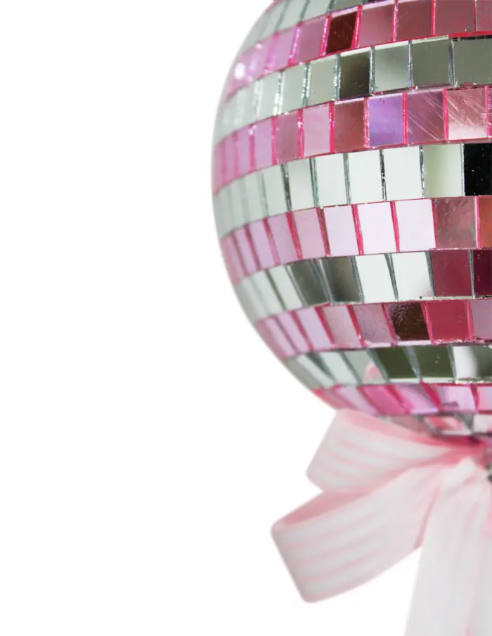 Paleta Decorativa Diseño Disco Ball Rosa y Plata - Image 2