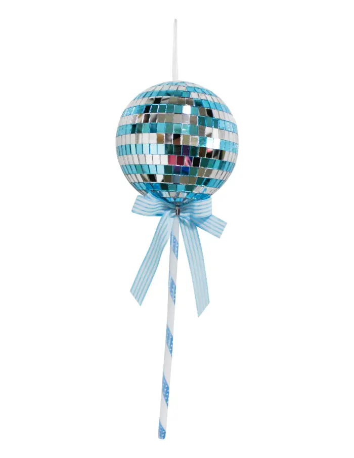 Paleta Decorativa Diseño Disco Ball Azul y Plata