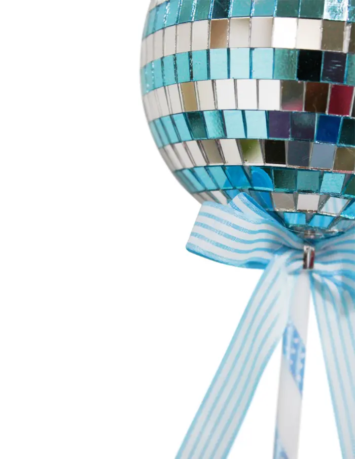 Paleta Decorativa Diseño Disco Ball Azul y Plata - Image 2