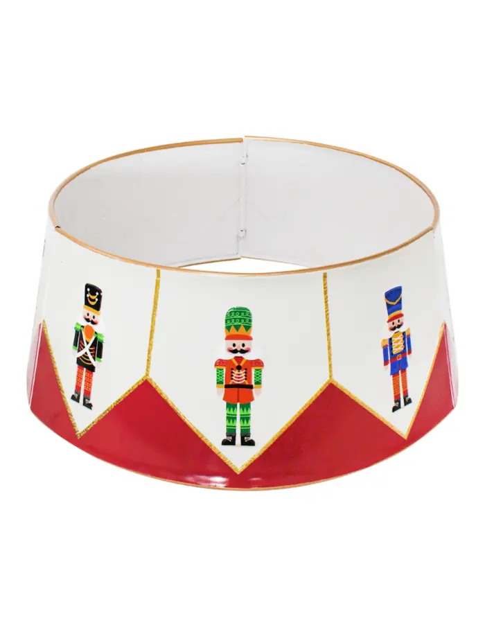Falda para Árbol de Navidad de Metal Blanco con Rojo