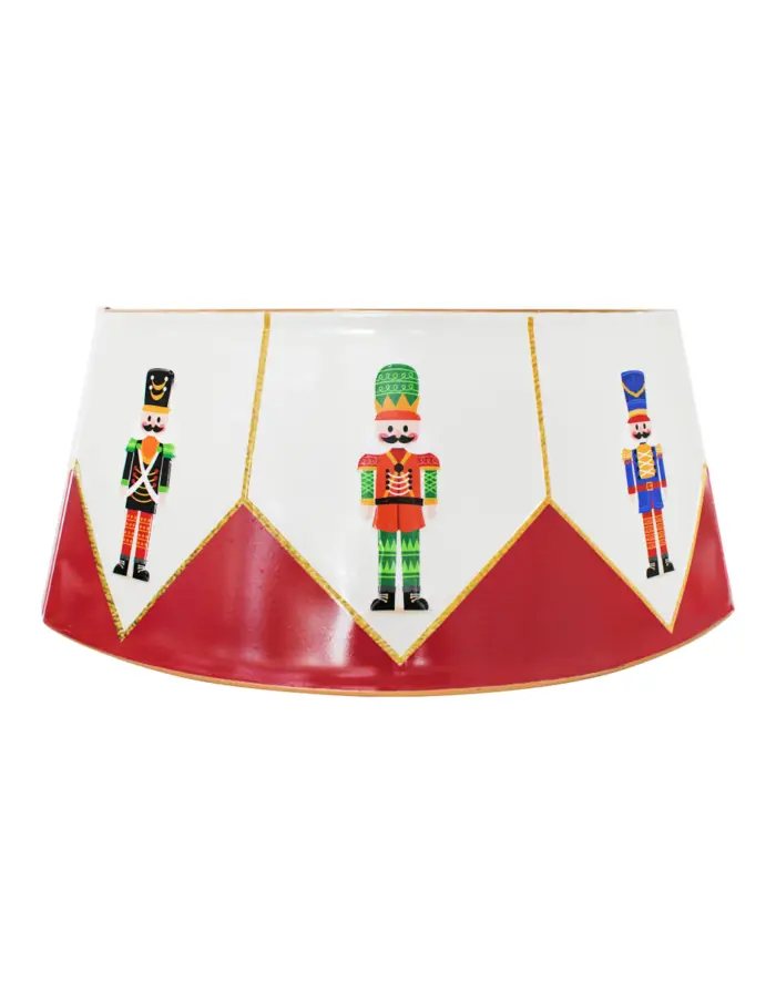 Falda para Árbol de Navidad de Metal Blanco con Rojo - Image 2