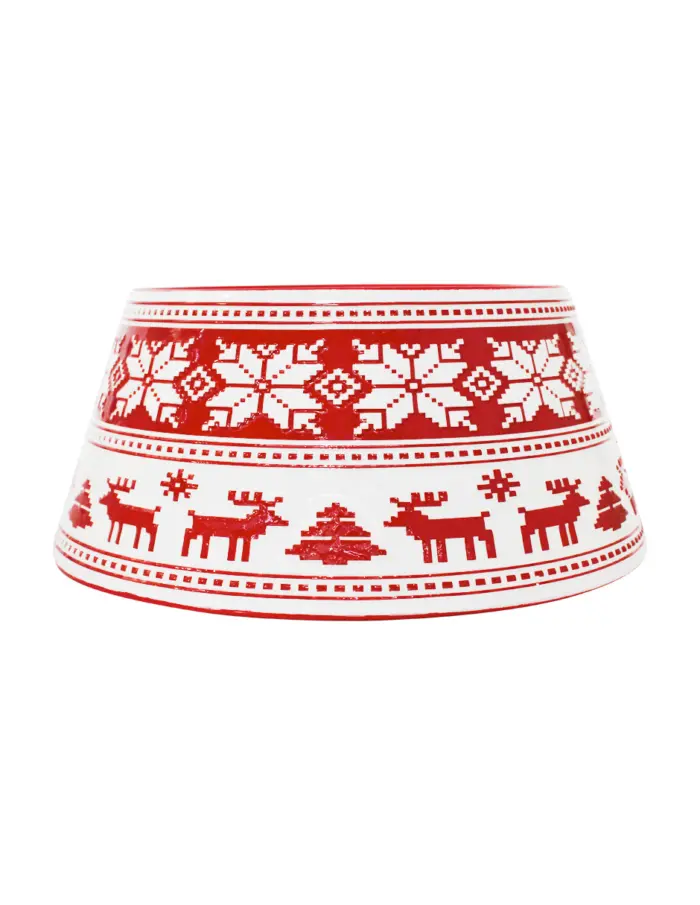 Falda para Árbol de Navidad de Metal Blanco y Rojo - Image 2
