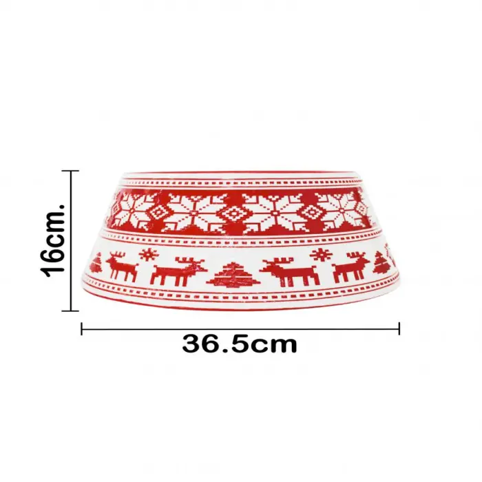 Falda para Árbol de Navidad de Metal Blanco y Rojo - Image 4