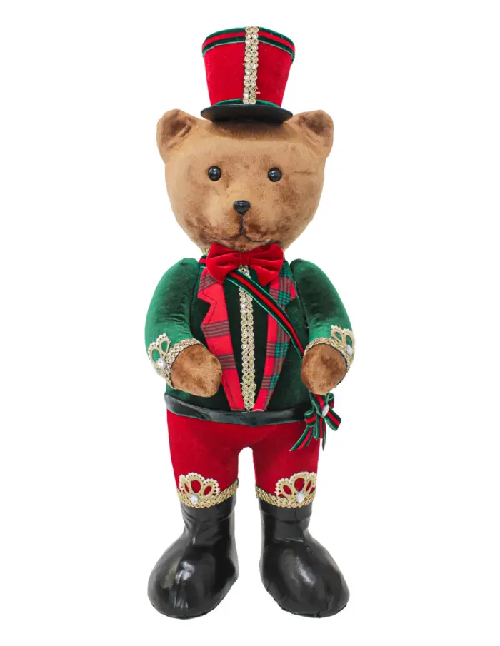 Oso Soldado con Saco Verde y Sombrero Rojo