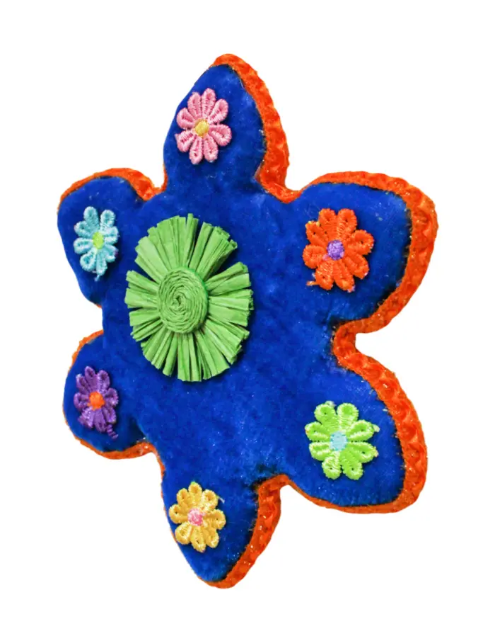 Colgante Decorativo Azul con Flor Verde al Centro - Image 2