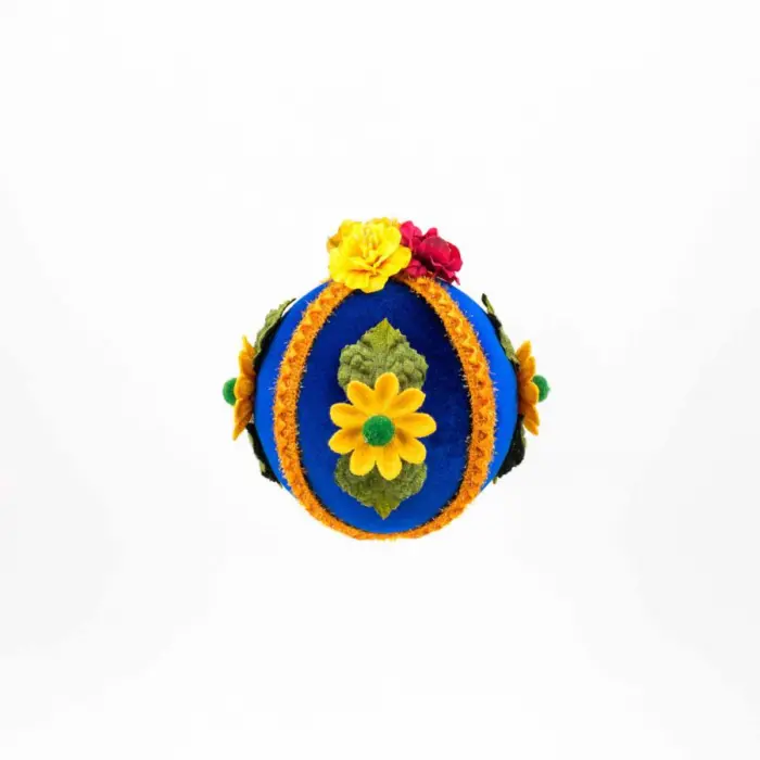 Esfera Decorativa Azul con Flores