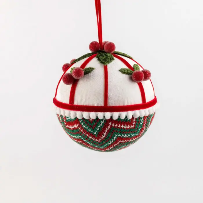 Esfera de Gajos Blancos con Base Verde y Roja