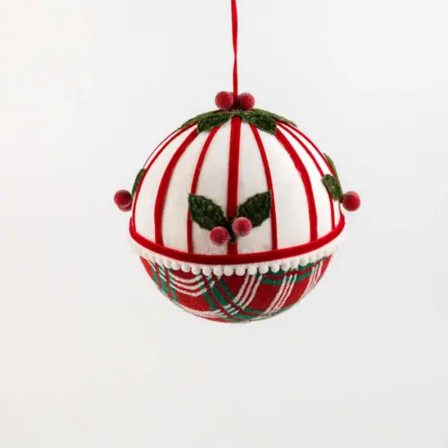 Esfera de Gajos Blancos con Base Roja y Verde