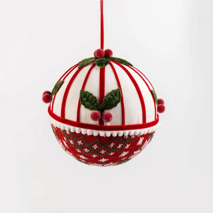 Esfera de Gajos Blancos con Base Roja con Verde