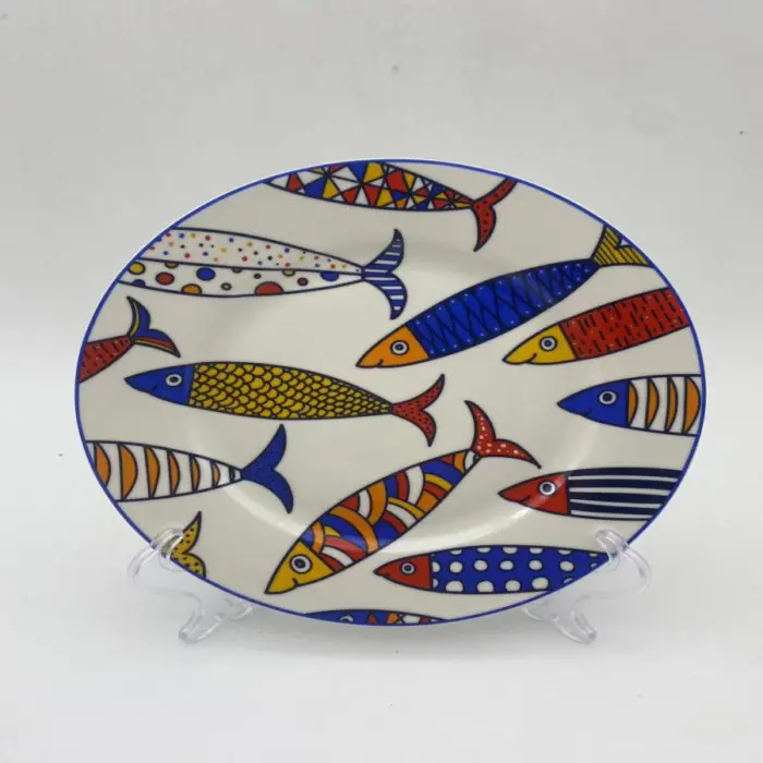 Plato Diseño Peces Filo Azul