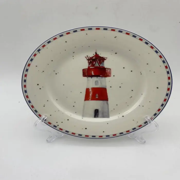 Plato Diseño Faro Rojo con Blanco