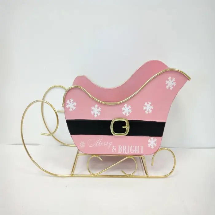 Trineo Rosa con Dorado y Copos de Nieve