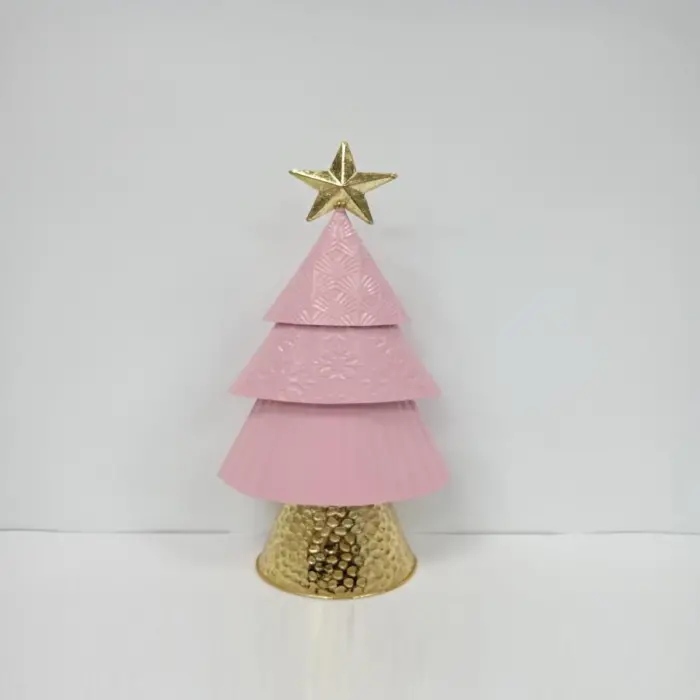 Árbol Rosa con Grabado y Base Dorada