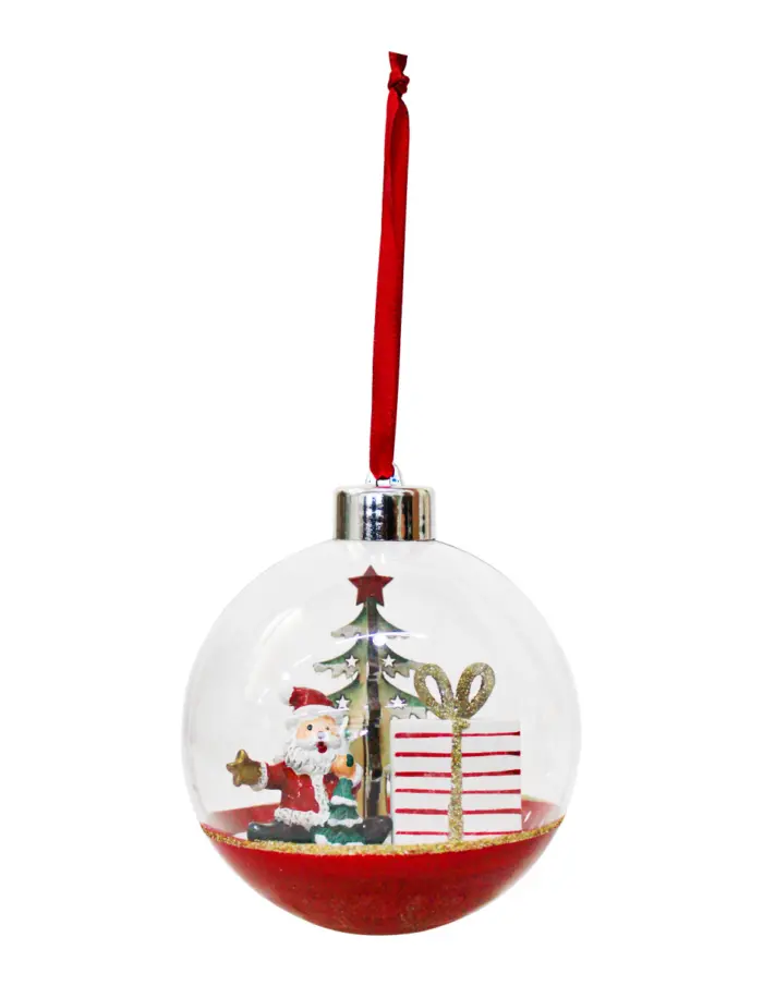 Esfera de Acrílico con Base Roja con Santa
