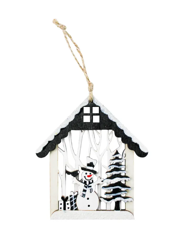 Santa Claus de Madera Verde con 12 Casas Colgantes - Image 7