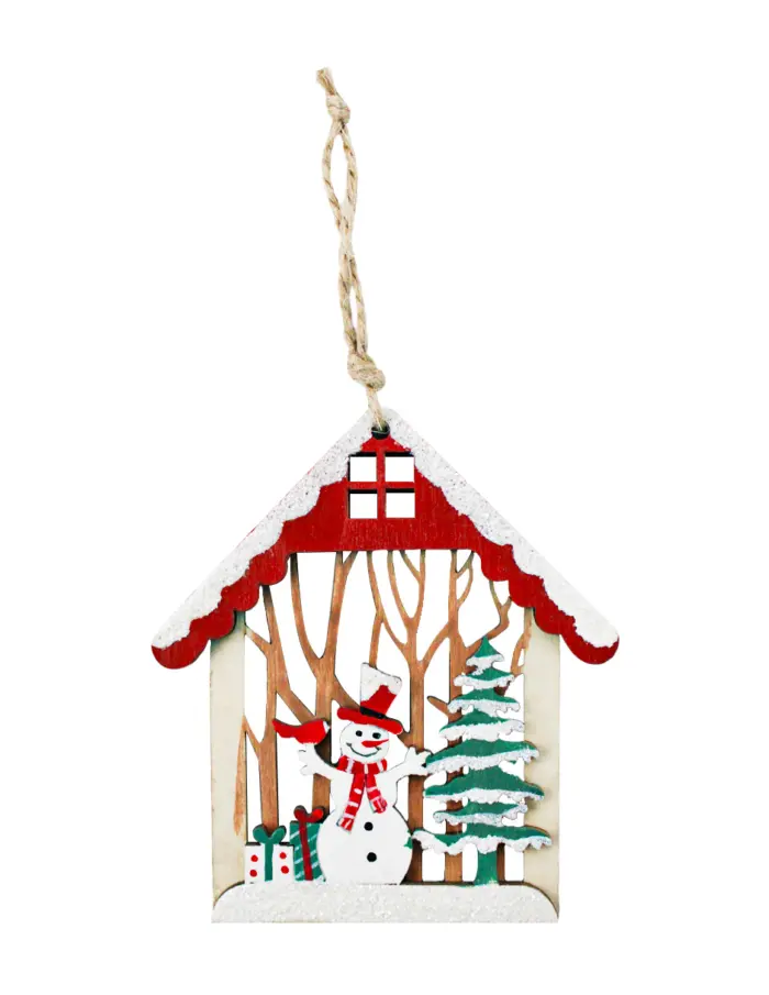 Santa Claus de Madera Verde con 12 Casas Colgantes - Image 8